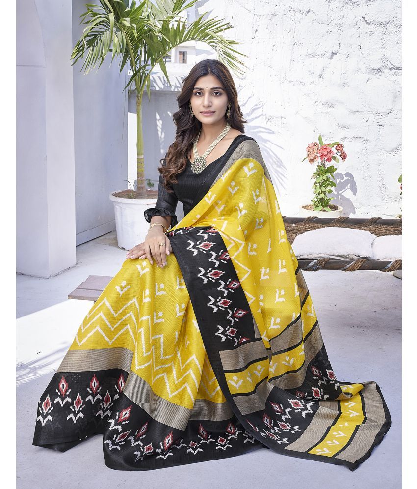     			Yashika Pack of 1 Art Silk Printed Saree With Blouse Piece ( Yellow )