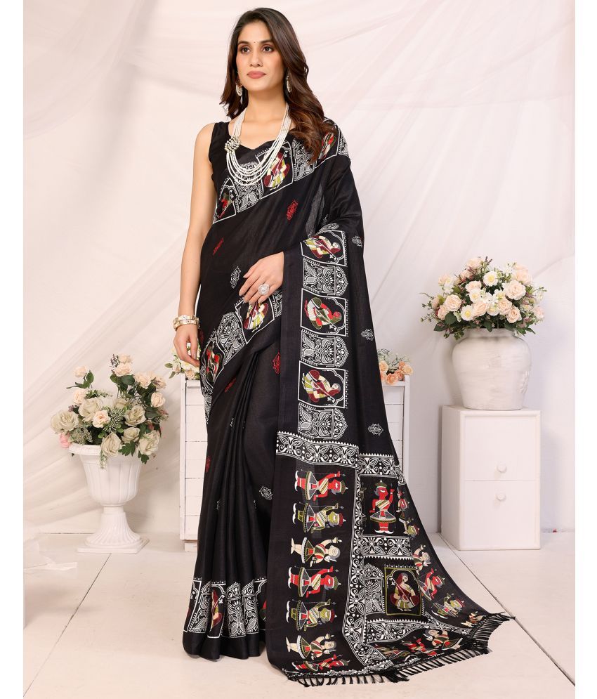     			Yashika Pack of 1 Art Silk Printed Saree With Blouse Piece ( Black )