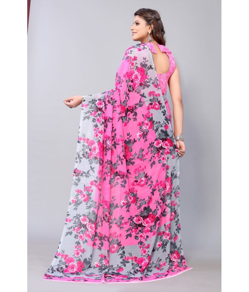     			Yashika Pack of 1 Georgette Printed Saree With Blouse Piece ( Pink )