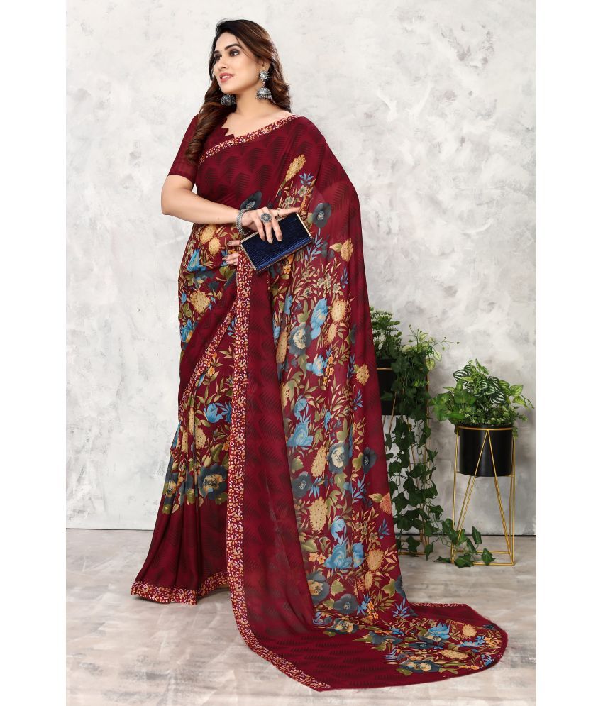     			Yashika Pack of 1 Georgette Printed Saree With Blouse Piece ( Maroon )