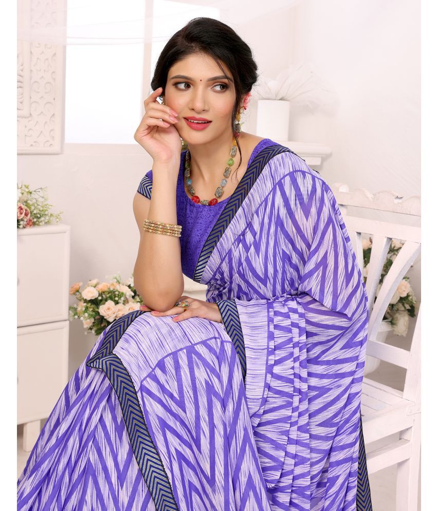     			Yashika Pack of 1 Georgette Printed Saree With Blouse Piece ( Purple )