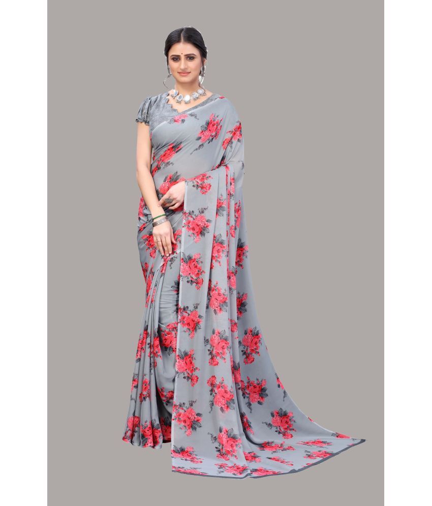     			Yashika Pack of 1 Georgette Printed Saree With Blouse Piece ( Red )