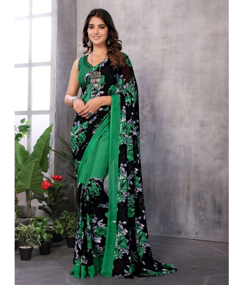     			Yashika Pack of 1 Georgette Printed Saree With Blouse Piece ( Green )