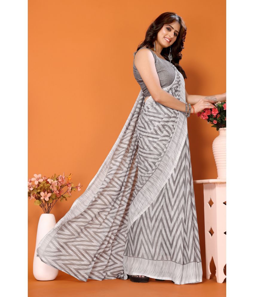     			Yashika Pack of 1 Georgette Printed Saree With Blouse Piece ( Grey )