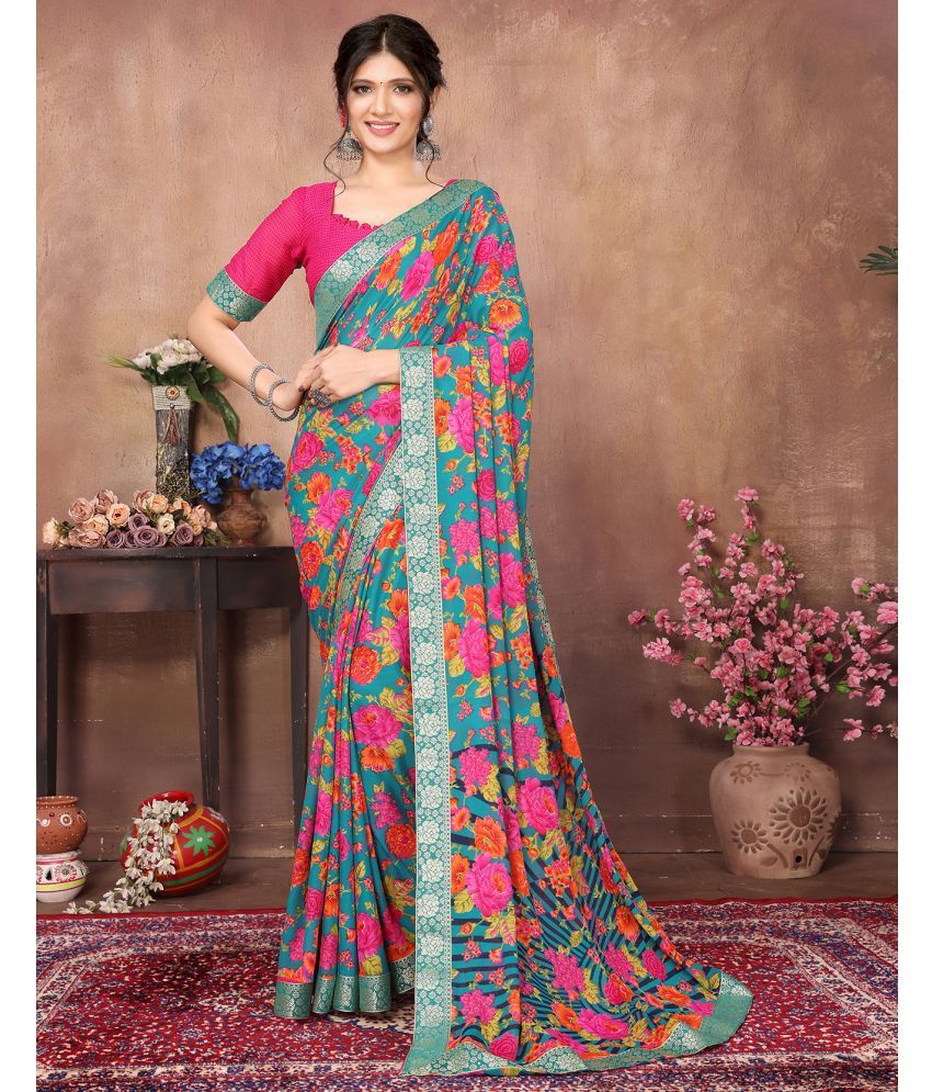     			Yashika Pack of 1 Georgette Printed Saree With Blouse Piece ( Pink )