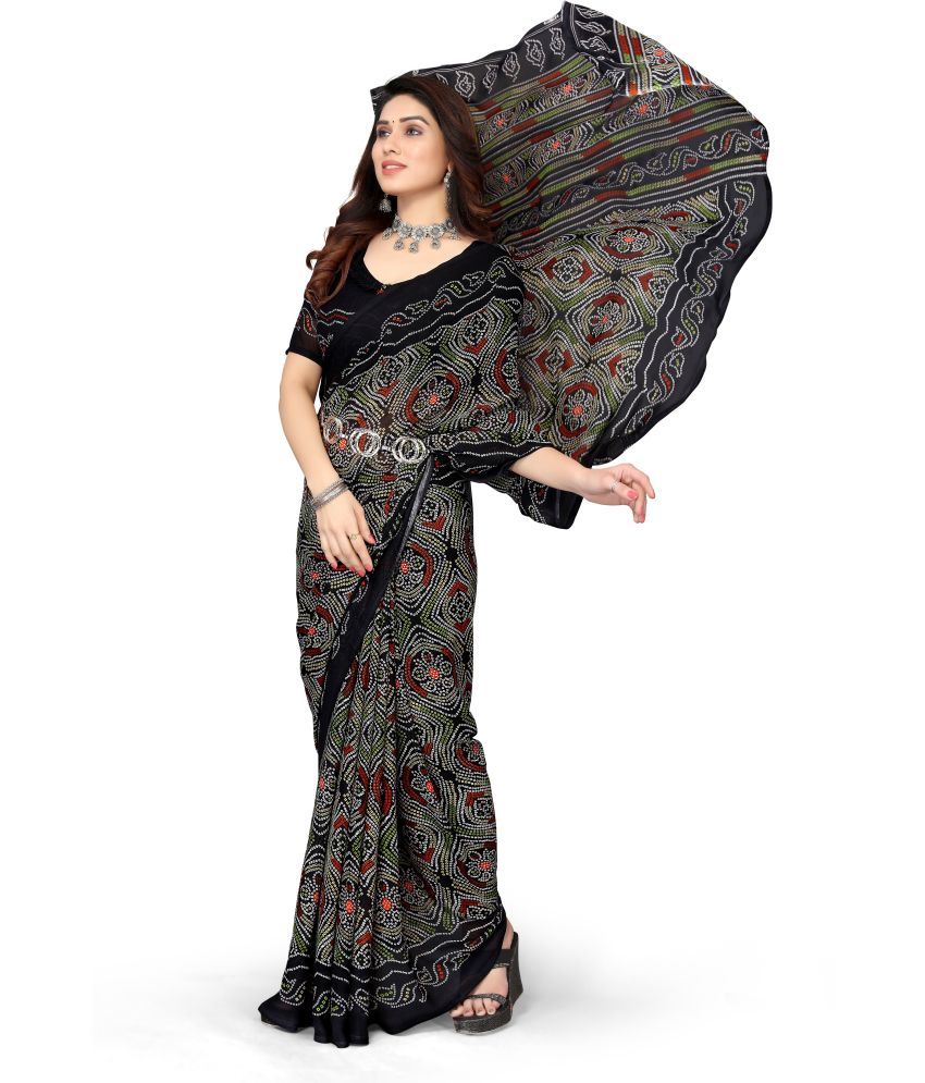     			Yashika Pack of 1 Georgette Printed Saree With Blouse Piece ( Black )