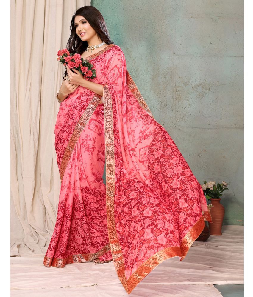     			Yashika Pack of 1 Georgette Printed Saree With Blouse Piece ( Pink )