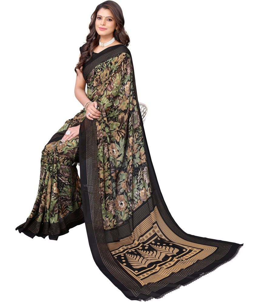     			Yashika Pack of 1 Georgette Printed Saree With Blouse Piece ( Black )