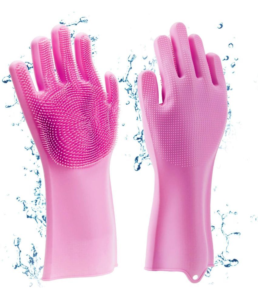     			ag traders Multicolor Silicone Free Size Cleaning Glove Set ( Pack of 1 )