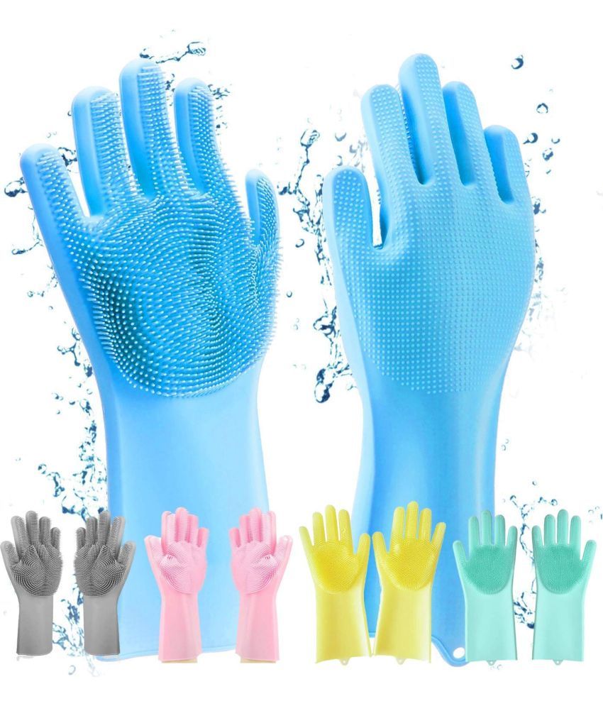     			ag traders Multicolor Silicone Free Size Cleaning Glove Set ( Pack of 1 )