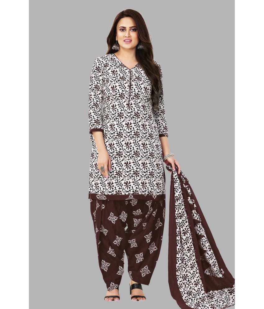     			shree jeenmata collection Unstitched Cotton Printed Dress Material - White ( Pack of 1 )