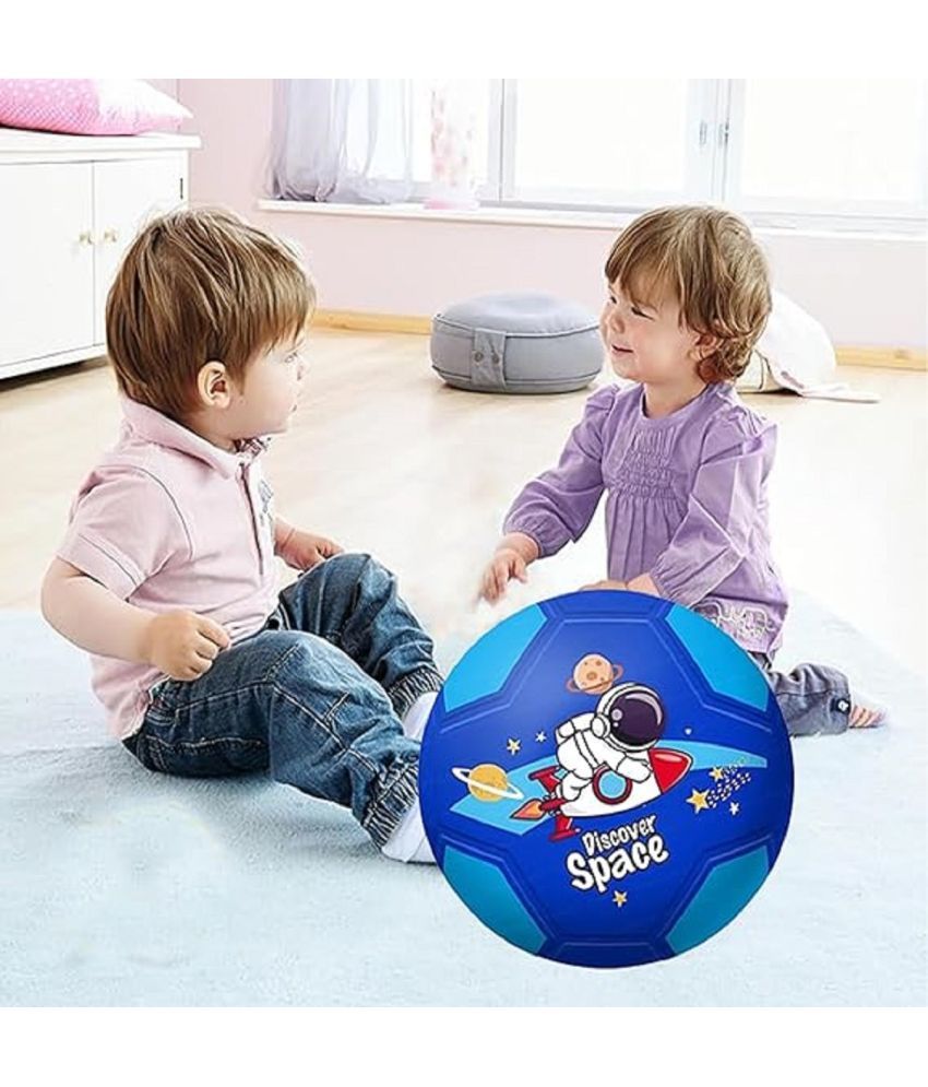     			DENFE  Football for Kids – 9 Inch Colorful Space Football Sports Toy – Extra Grip Silicone Rubber Beach Ball Sports Outdoor Game, Inflatable Ball for Kids Boys 3+ Years (Pack of 1) (Blue)