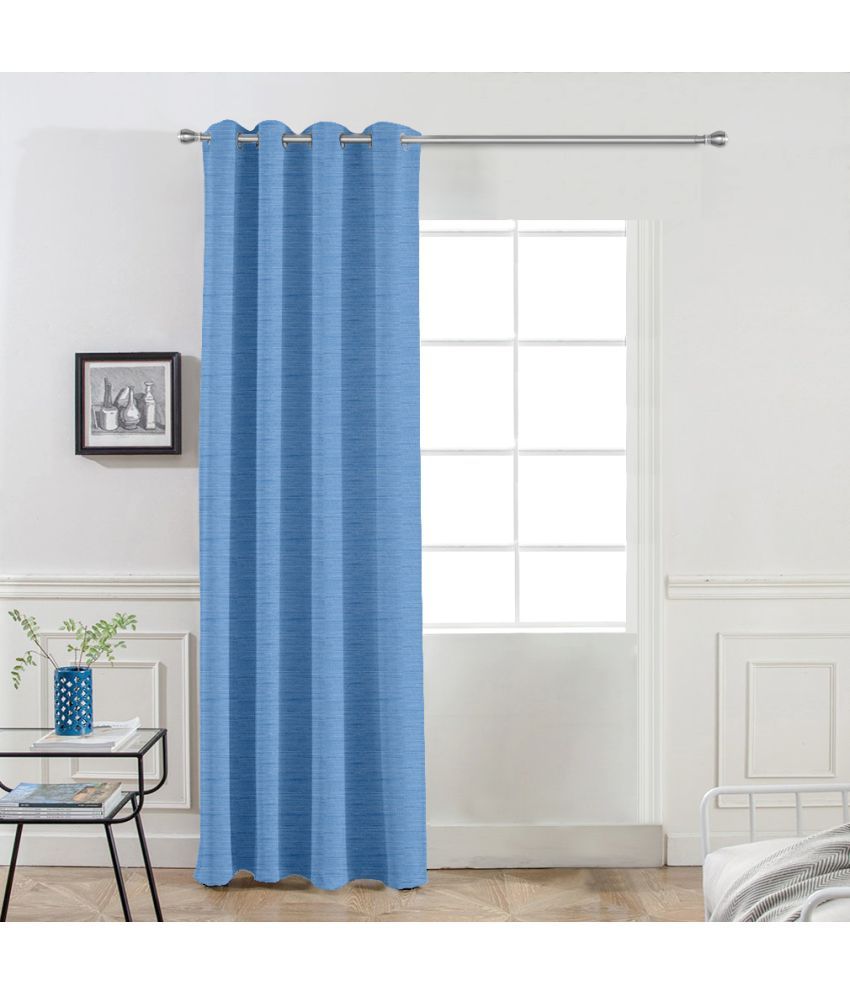     			DIVINE CASA Textured Blackout Eyelet Curtain 7 ft ( Pack of 1 ) - Blue