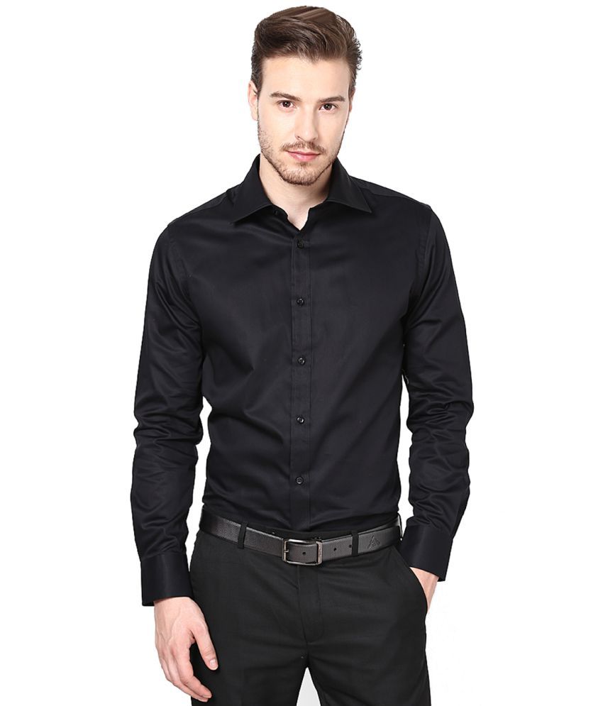     			Hangup Poly Cotton Regular Fit Solids Full Sleeves Men's Casual Shirt - Black ( Pack of 1 )