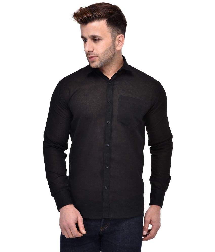     			Hangup Poly Cotton Regular Fit Solids Full Sleeves Men's Casual Shirt - Black ( Pack of 1 )