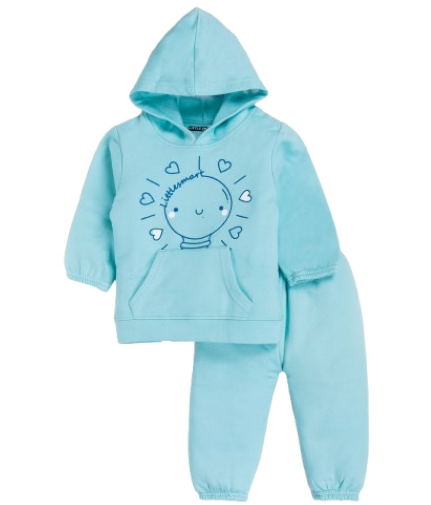     			Little Smart Pack of 1 Unisex Cotton Blend Sweatshirt & Joggers Set ( Light Blue )