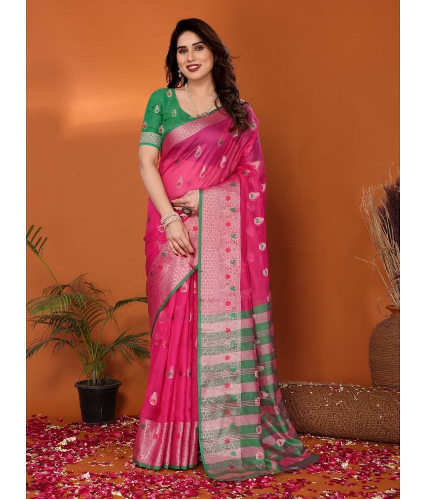     			NightBlue Pack of 1 Cotton Woven Saree With Blouse Piece ( Pink )