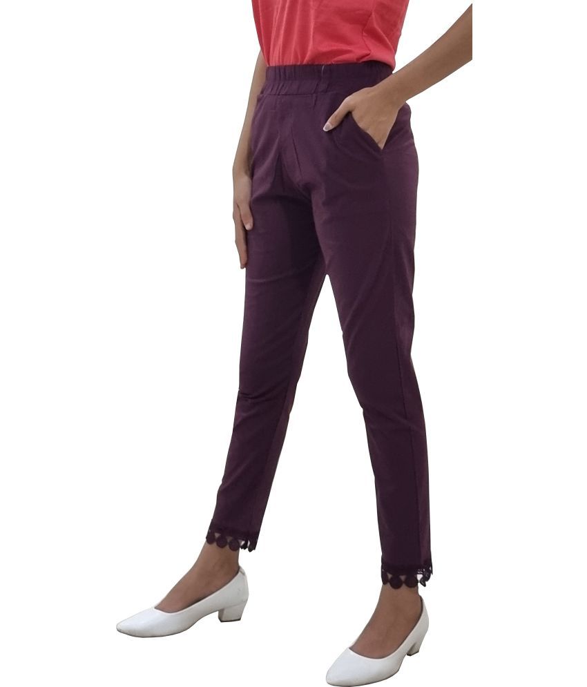     			Reoutlook Pack of 1 Cotton Blend Regular Women's Casual Pants ( Purple )