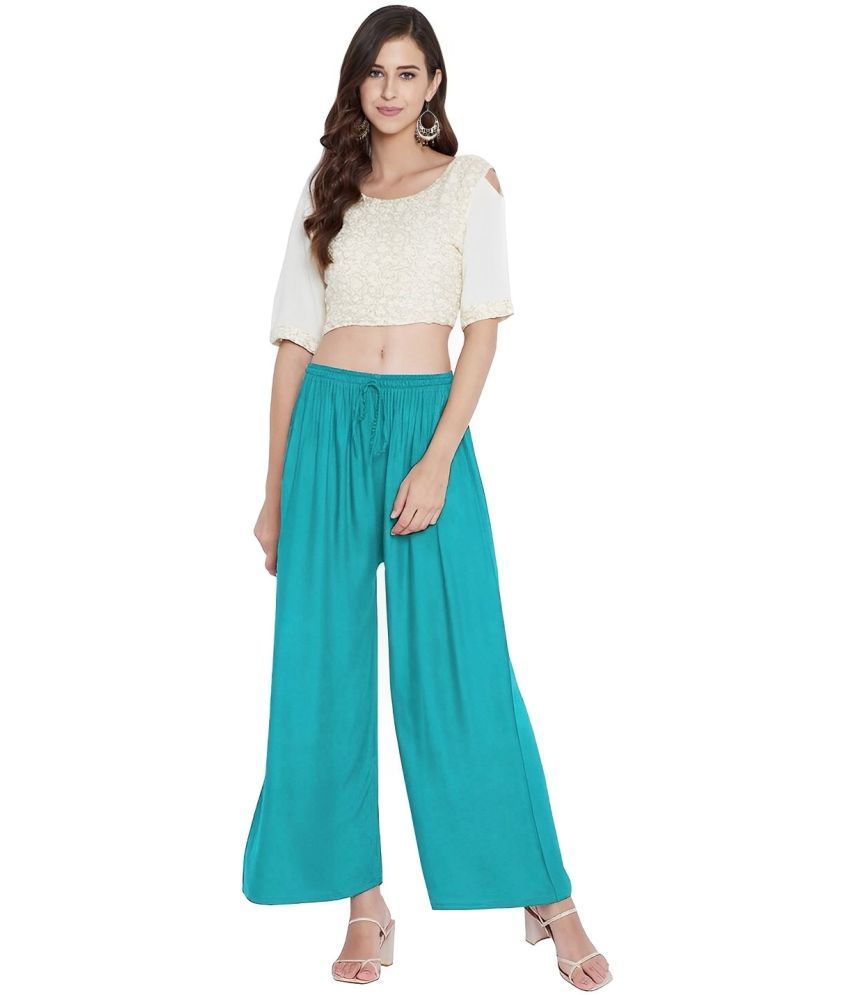     			Reoutlook Pack of 1 Polyester Relaxed Women's Casual Pants ( Light Blue )