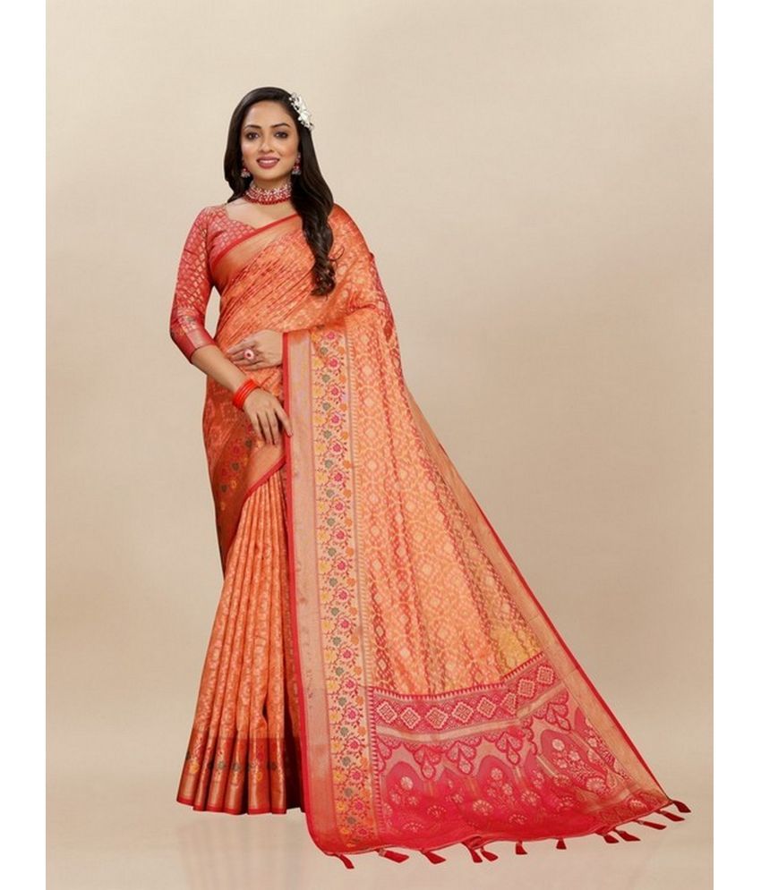     			Varni Fabrics Pack of 1 Silk Embellished Saree With Blouse Piece ( Orange )