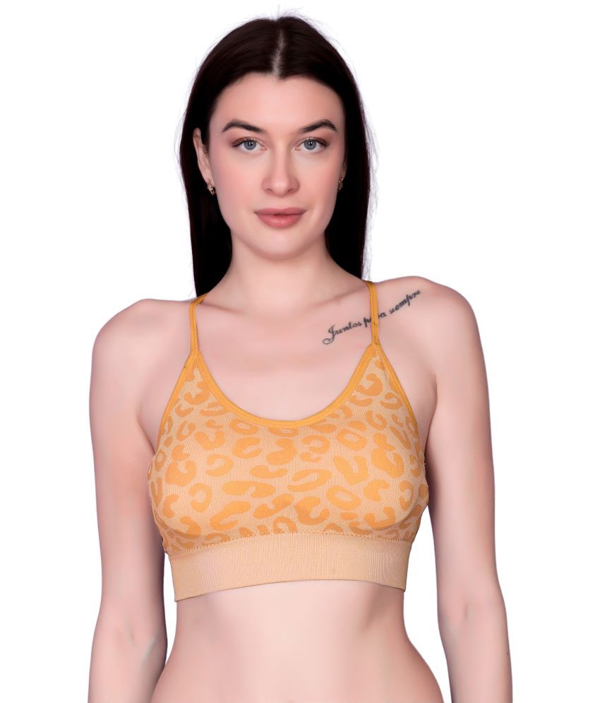     			3Mads Pack of 1 Nylon Lightly Padded Racerback bra For Women ( Yellow )