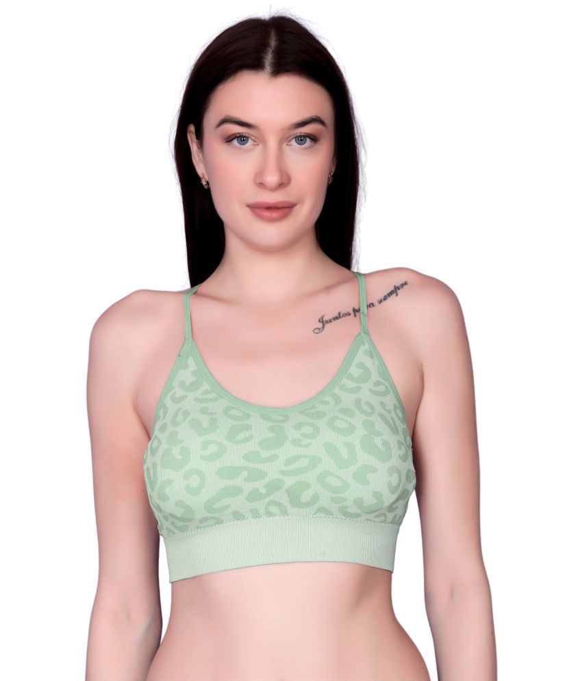     			3Mads Pack of 1 Nylon Lightly Padded Racerback bra For Women ( Green )