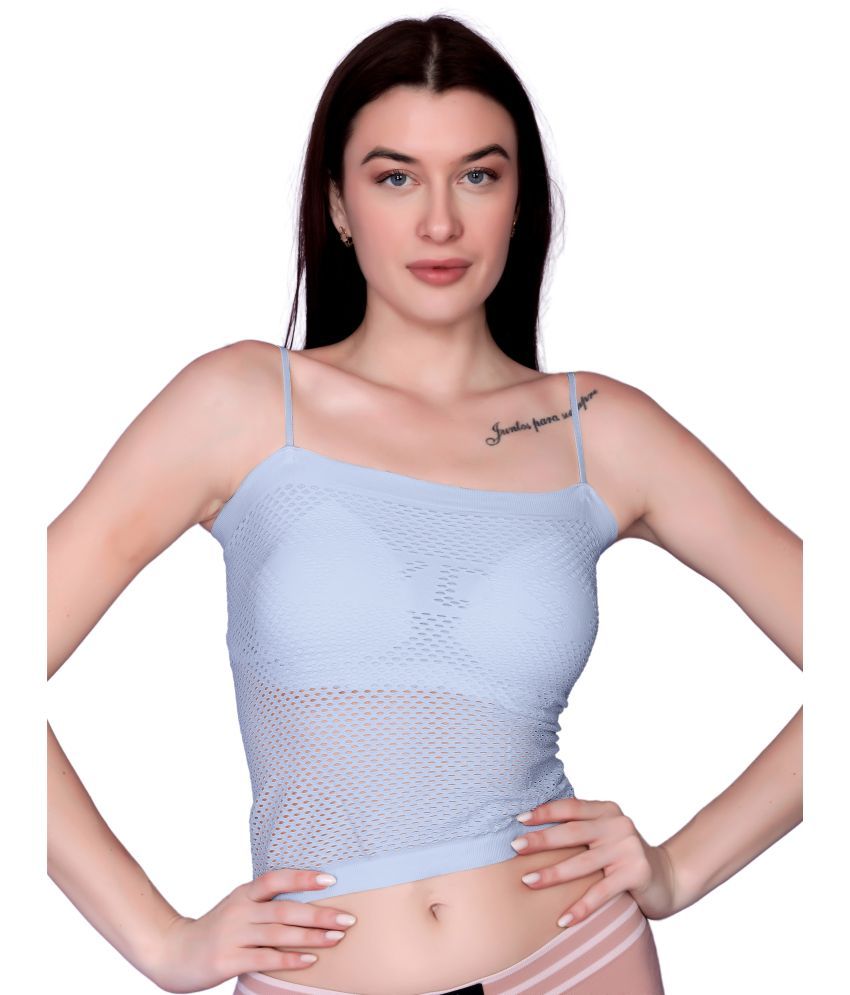     			3Mads Pack of 1 Nylon Lightly Padded Cami bra For Women ( Blue )