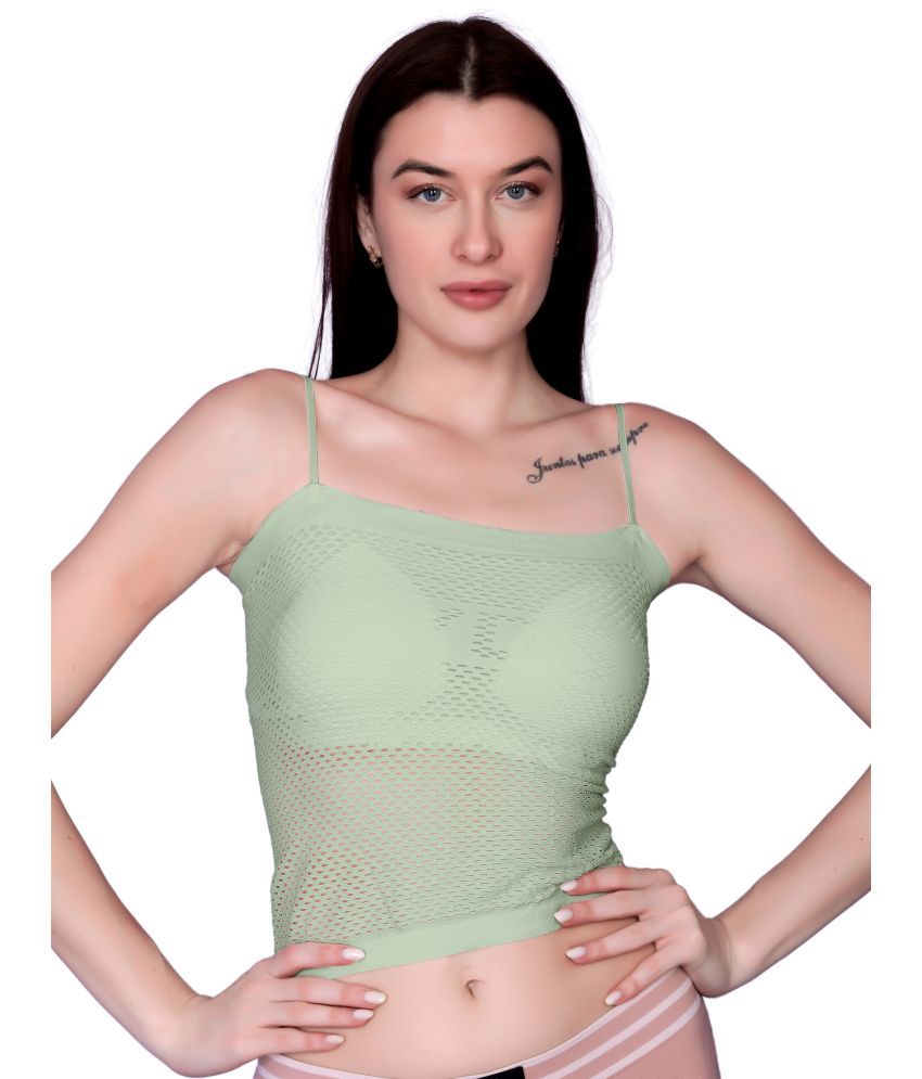     			3Mads Pack of 1 Nylon Lightly Padded Cami bra For Women ( Green )