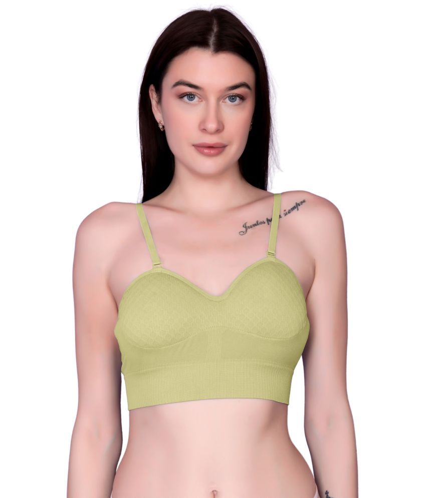     			3Mads Pack of 1 Nylon Lightly Padded Bralette Bra For Women ( Green )