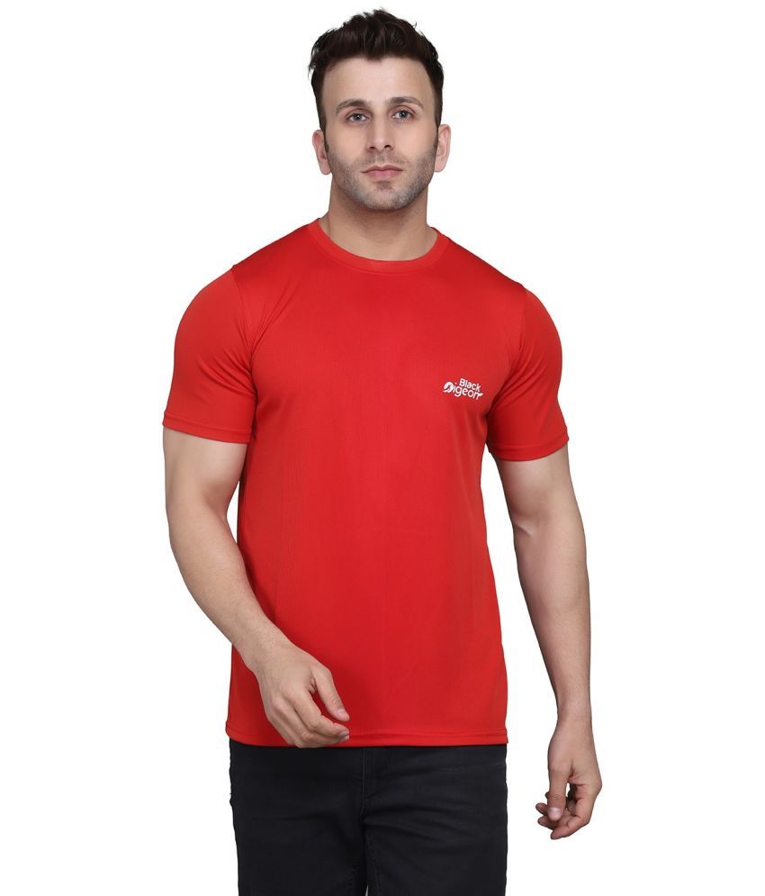     			Black Pigeon Polyester Regular Fit Solid Half Sleeves Men's Round T-Shirt - Red ( Pack of 1 )