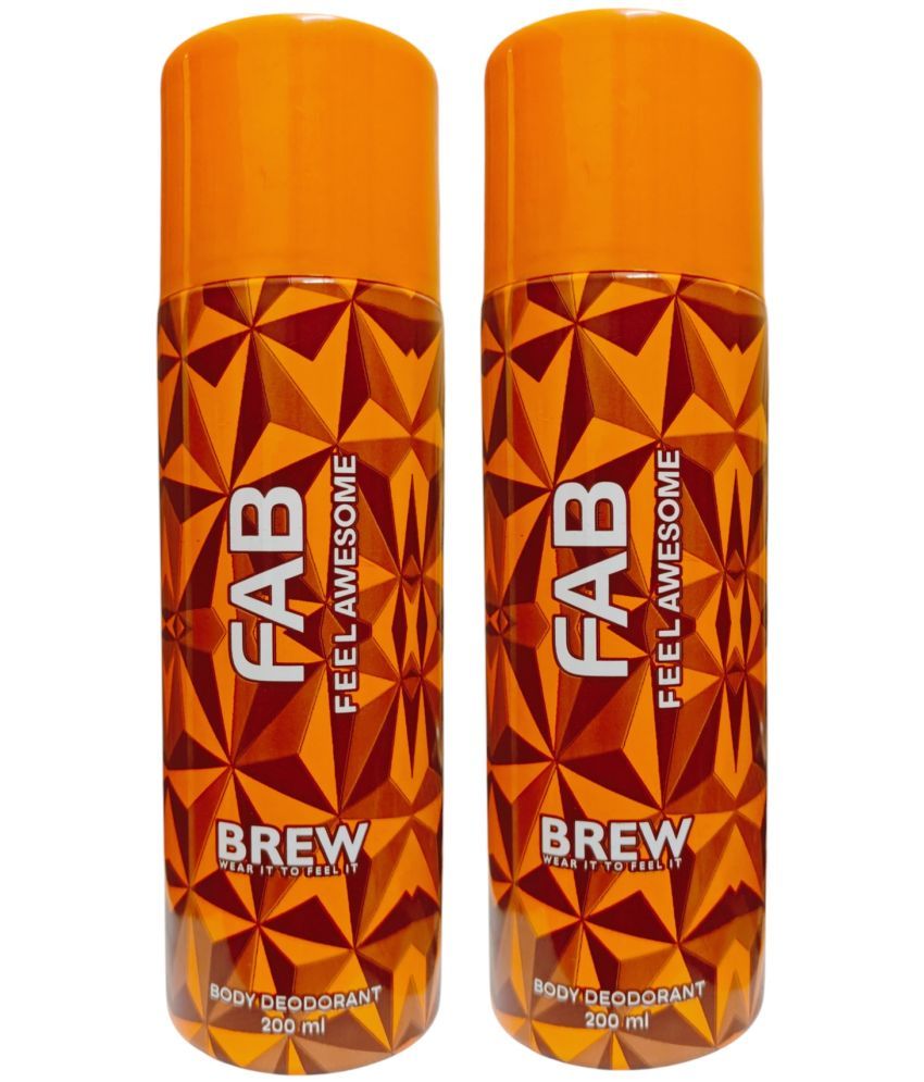     			Brew 2 FAB DEODORANT ,200MLEACH Deodorant Spray for Unisex 400 ml ( Pack of 2 )