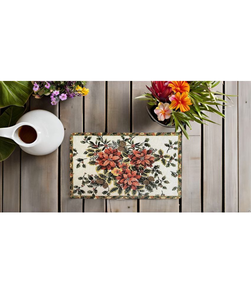     			CreadCraft PVC Floral Rectangle Table Mats ( 40 cm x 32 cm ) Pack of 1 - Multi