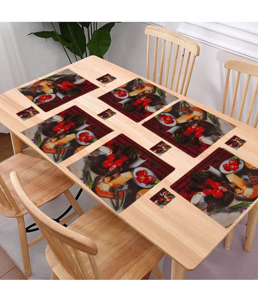     			CreadCraft PVC Floral Rectangle Table Mats & Coasters ( 40 cm x 32 cm ) Pack of 1 - Multi