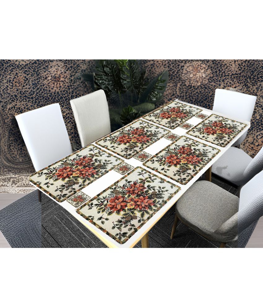     			CreadCraft PVC Floral Rectangle Table Mats & Coasters ( 40 cm x 32 cm ) Pack of 1 - Multi