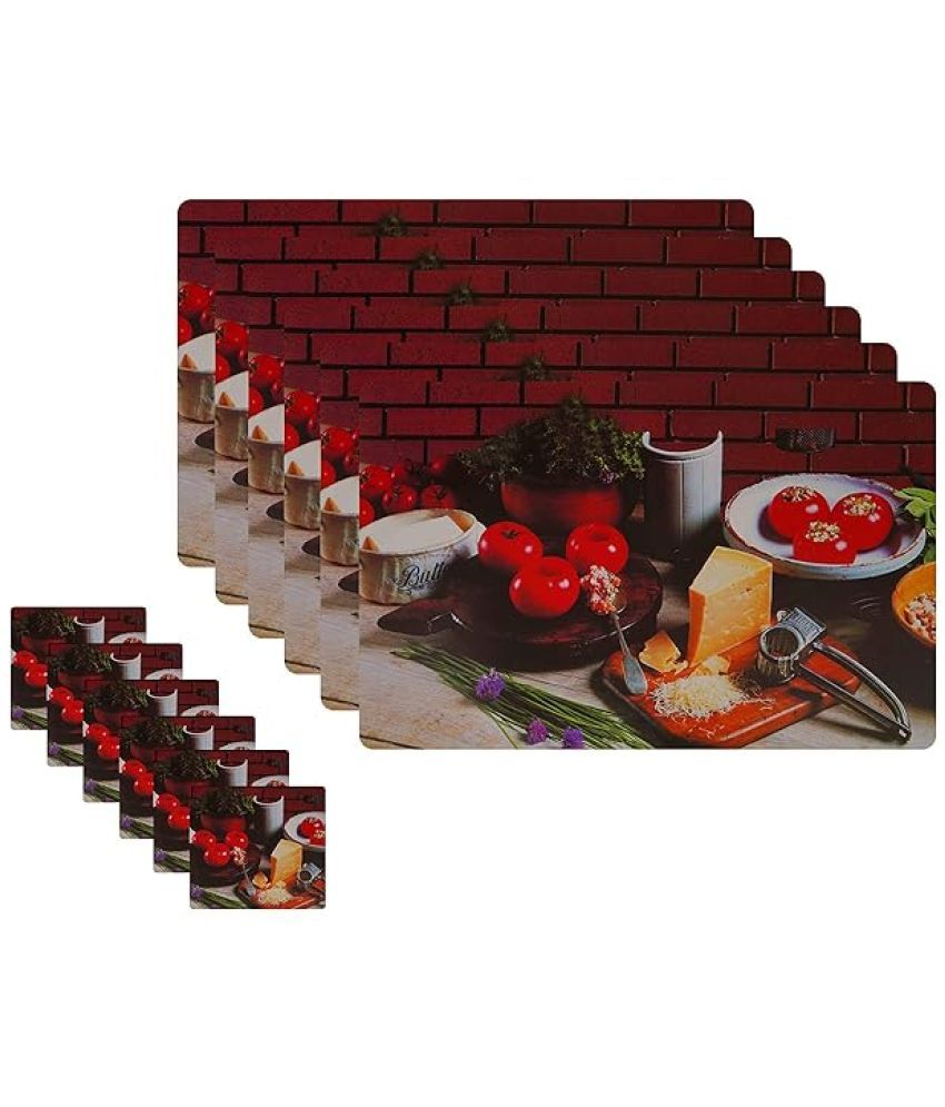     			CreadCraft PVC Floral Rectangle Table Mats & Coasters ( 40 cm x 32 cm ) Pack of 1 - Multi