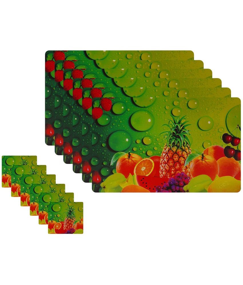     			CreadCraft PVC Floral Rectangle Table Mats & Coasters ( 40 cm x 32 cm ) Pack of 1 - Multi