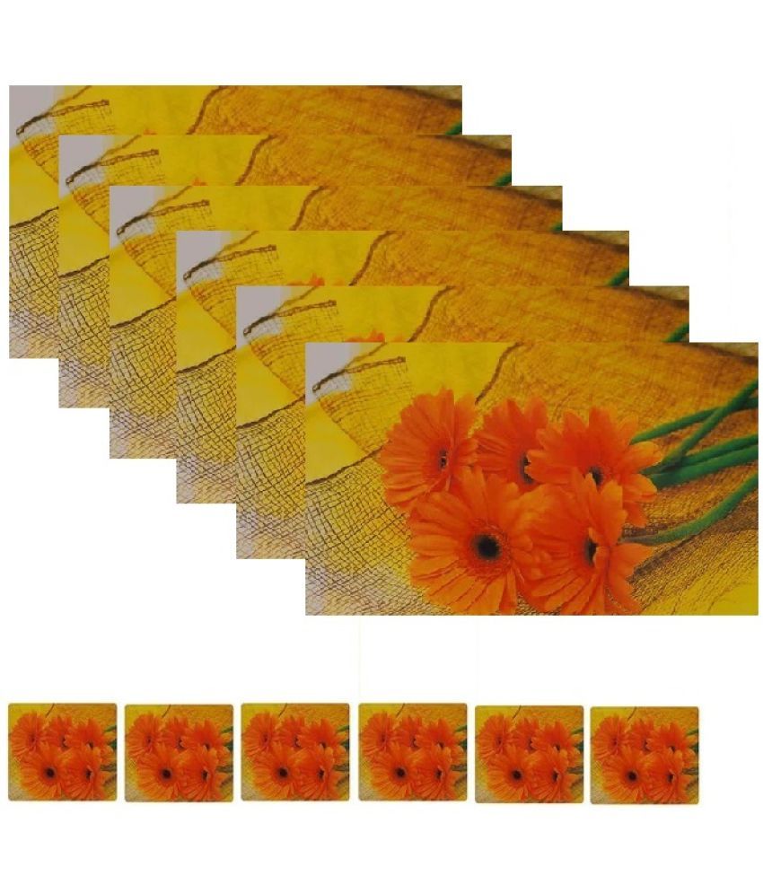     			CreadCraft PVC Floral Rectangle Table Mats & Coasters ( 40 cm x 32 cm ) Pack of 1 - Multi