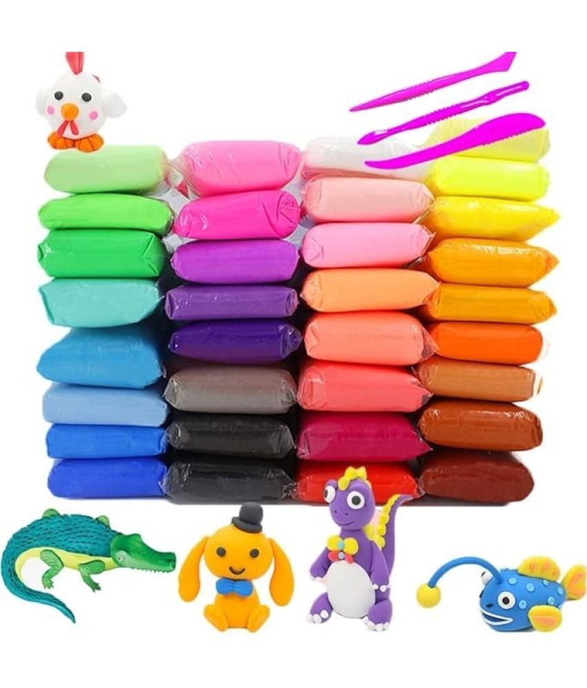     			Freedy (Pack of 12) Air Dry Clay, Colorful Children Soft Clay, Creative Art Crafts, Gifts for Kids-Multi Color. Non-Toxic Modeling Magic Fluffy Foam Bouncing Clay Putty Kit for Kids with Tools