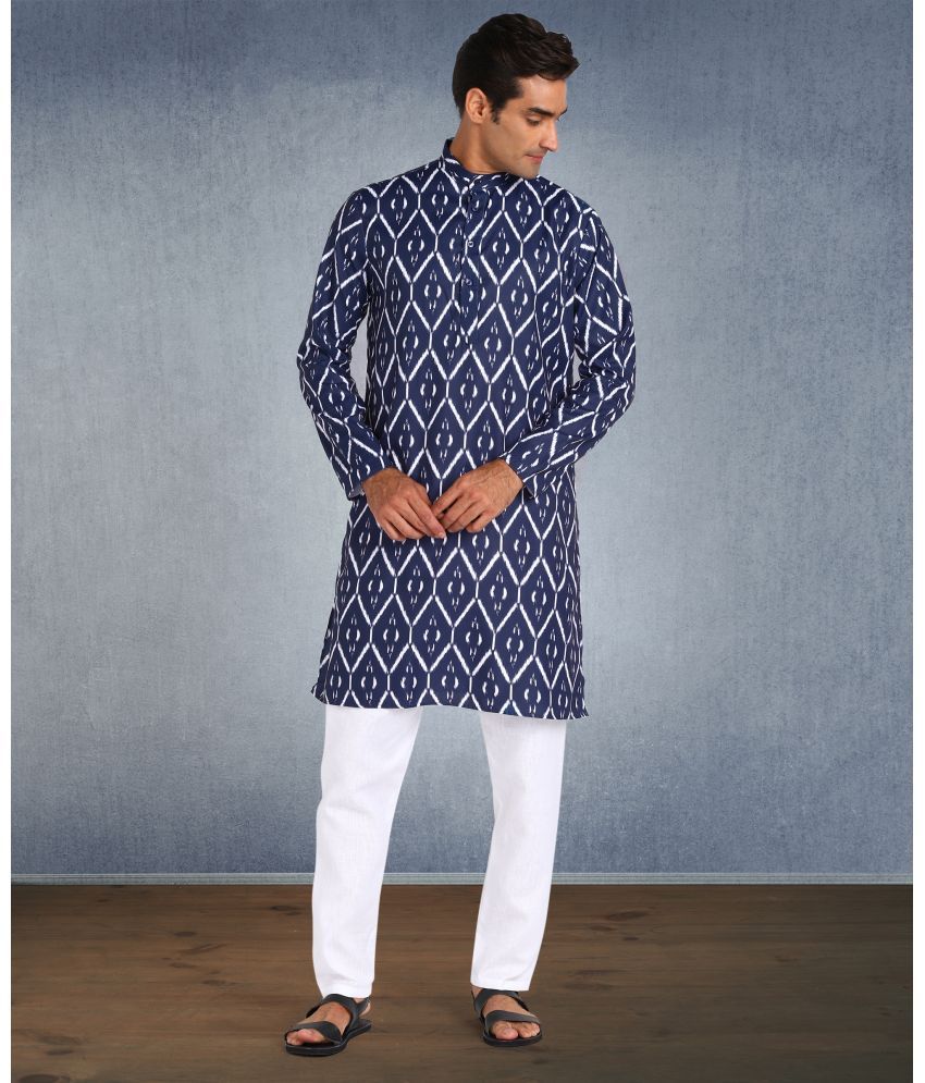     			Hangup Navy Rayon Regular Fit Men's Kurta Pyjama Set ( Pack of 1 )