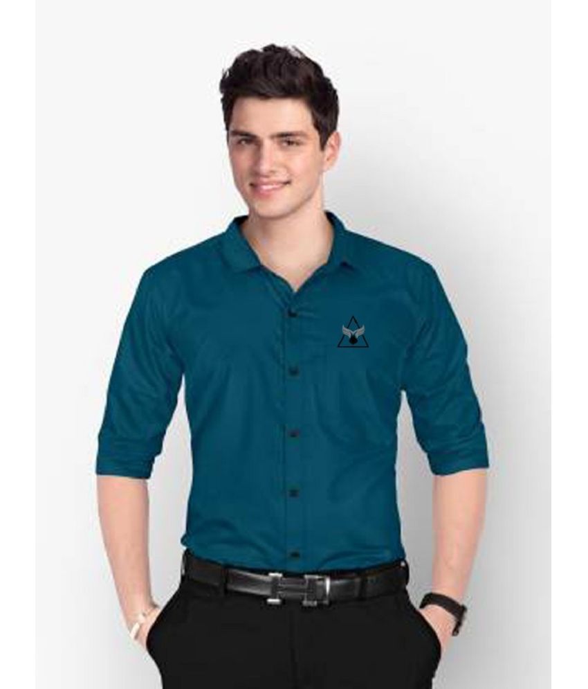     			IQIVLI Cotton Blend Regular Fit Solids Full Sleeves Men's Casual Shirt - Sea Green ( Pack of 1 )