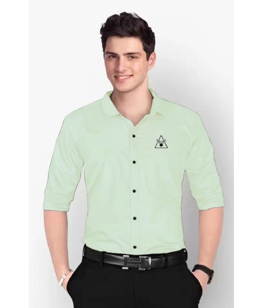     			IQIVLI Cotton Blend Regular Fit Solids Full Sleeves Men's Casual Shirt - Green ( Pack of 1 )