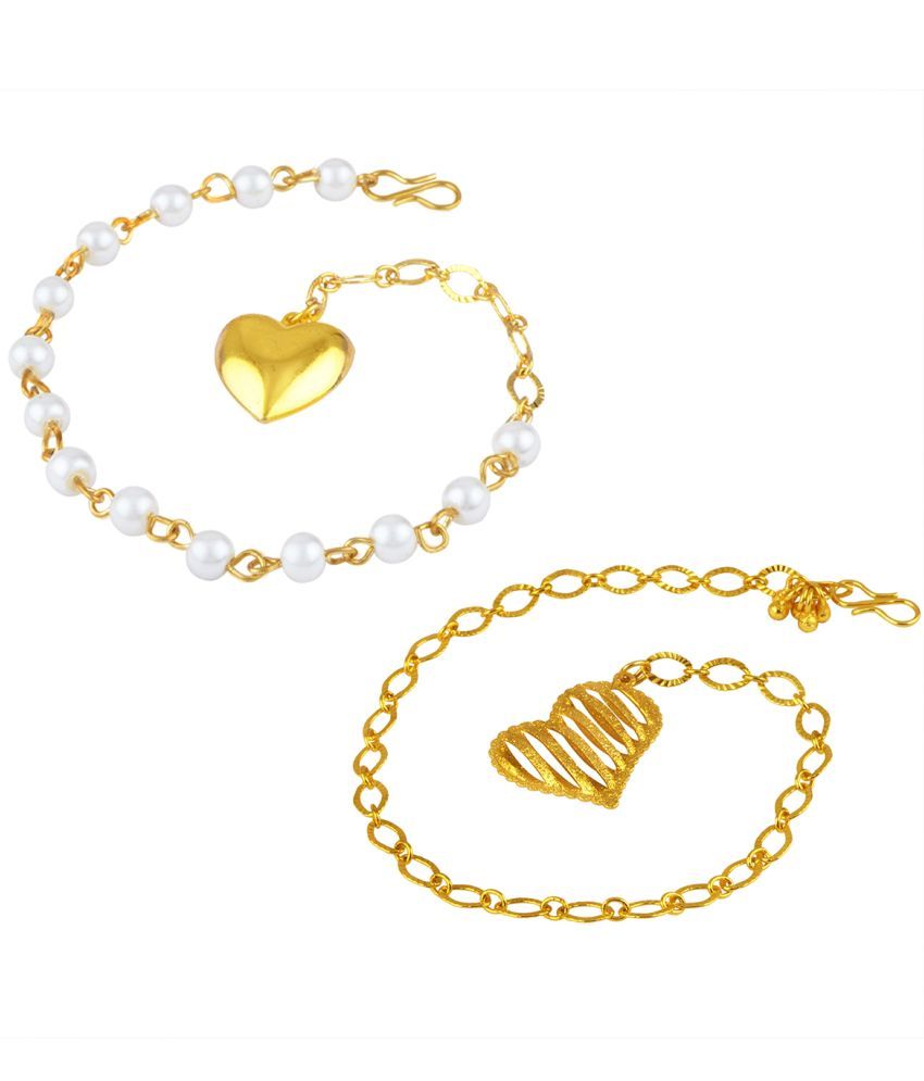     			JFL - Jewellery For Less Gold Charm Bracelet ( Pack of 2 )