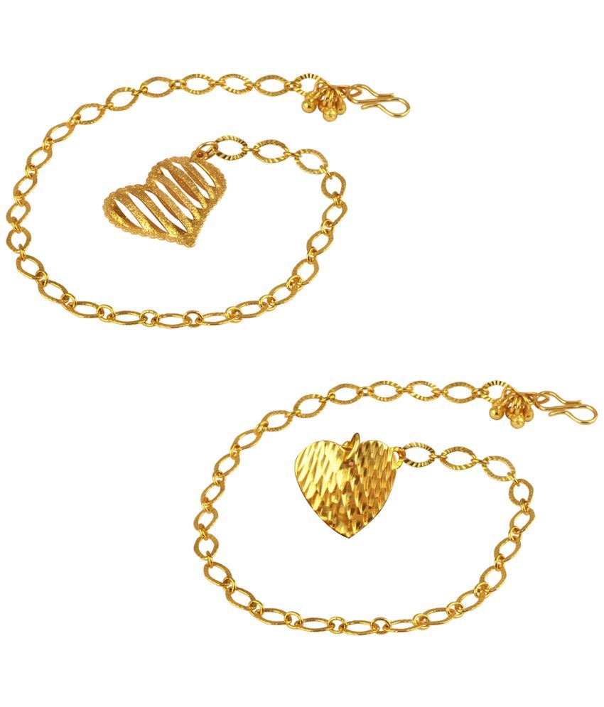     			JFL - Jewellery For Less Gold Charm Bracelet ( Pack of 2 )