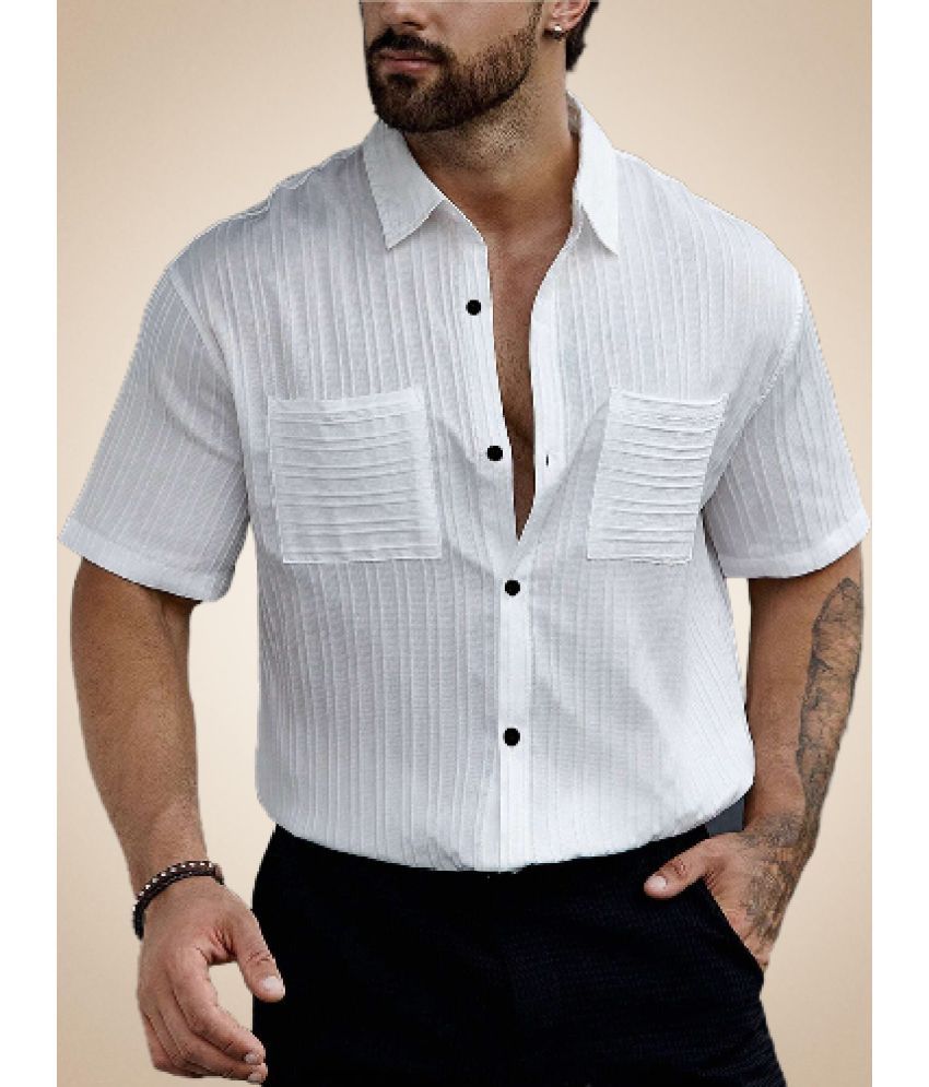     			LENRIZA Cotton Blend Relaxed Fit Solids Half Sleeves Men's Casual Shirt - White ( Pack of 1 )