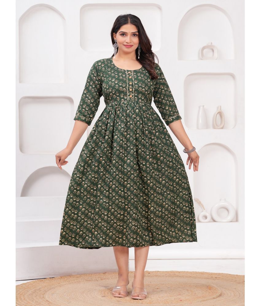     			Nevisha Style Green Cotton Maternity Kurta Single