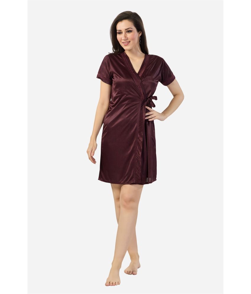     			Romaisa Brown Satin Women's Nightwear Nighty & Night Gowns ( Pack of 1 )