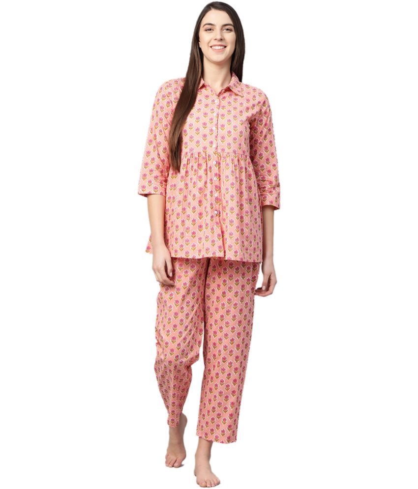     			Yash Gallery Pink Cotton Women's Nightwear Regular Night Dress ( Pack of 1 )