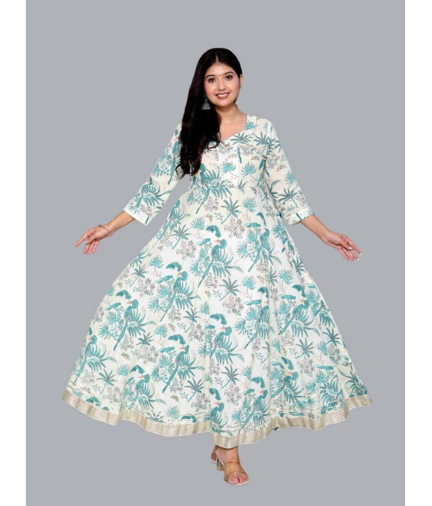     			miravan Pack of 1 Cotton Printed Anarkali Women's Kurti - ( Light Green )