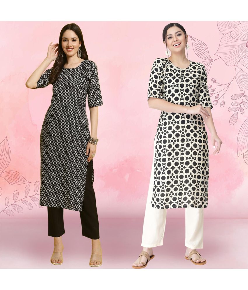     			Ethnicbasket Pack of 2 Crepe Printed Straight Women's Kurti - ( Multicolor1 )