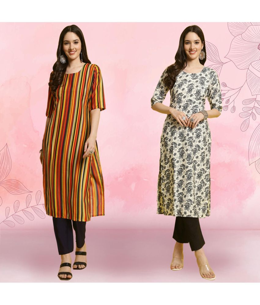     			Ethnicbasket Crepe Printed Kurti With Pants Women's Stitched Salwar Suit - Grey ( Pack of 2 )